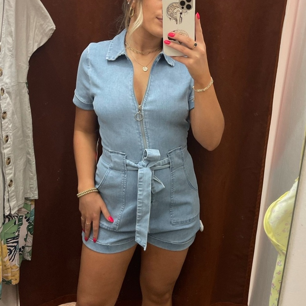 Light Blue Denim Romper